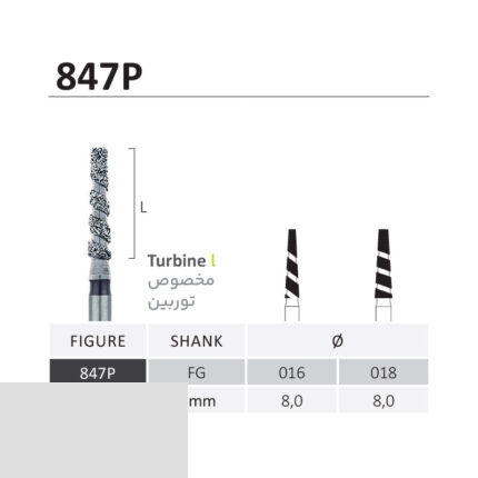 فرز الماسی دور مشکی تیپر فلت اند   سرعت بالا توربین  جوتا کد  847P